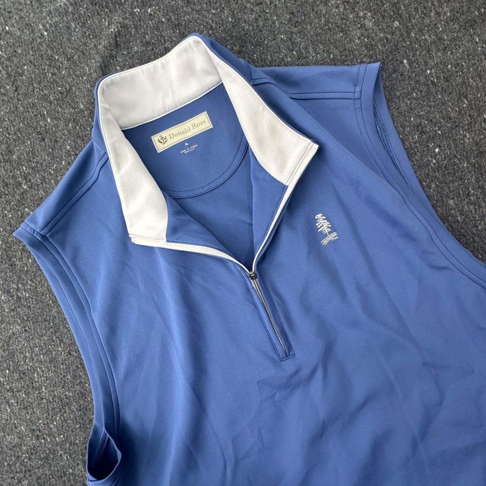 Donald Ross Golf Vest Men XL Blue Quarter Zip Performance Sleeveless Pullover